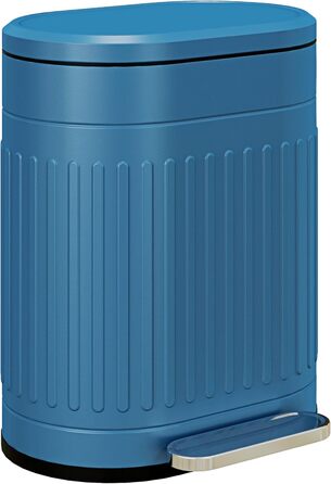 HOMCOM Відро для сміття кухонне 20л металеве з м'яким закриттям кришки, анти-відбитки, знімний внутрішній відро, блакитне