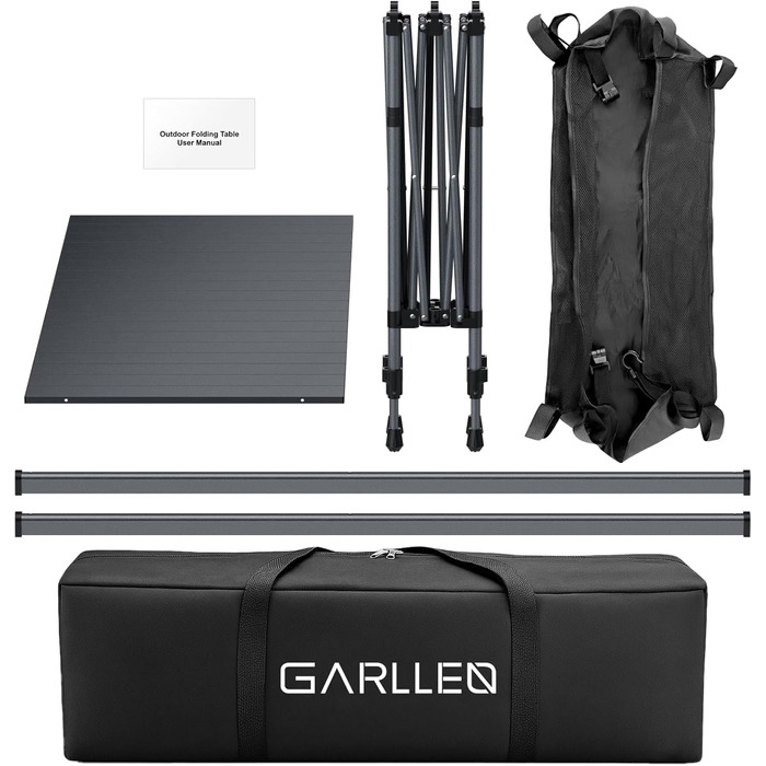 Зручний складаний туристичний стіл Garllen для пікніка та відпочинку на природі, 82x40 см, 2 рівня висоти (44/70 см), сталевий, з сумкою