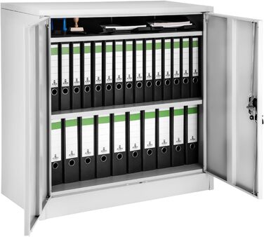 Металевий офісний шафа tectake із замком, 3 полиці, 90x40x90 см, сірий