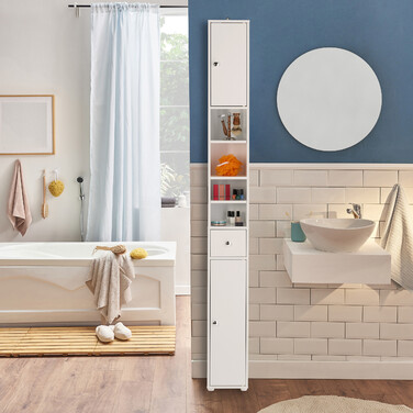 Relaxdays Tall Bathroom Cabinet with 2 Doors