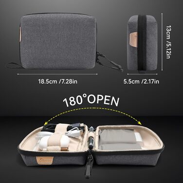 Органайзер для кабелів SIMTOP: компактний кейс для аксесуарів, SD-карт, Powerbank, ідеальний для подорожей, офісу та фотографії (зелений/сірий)