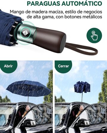 TECKNET Автоматичний парасолька, стійкий до вітру, легкий у використанні, синій
