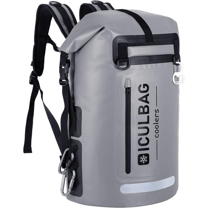 Рюкзак-холодильник Iculbag 35L для дорослих, 48 банок, складний, армійний зелений (сірий), для пляжу, кемпінгу та подорожей