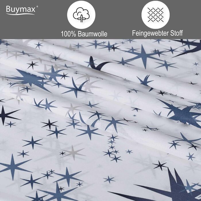 Комплект постільної білизни Buymax® 135x200 100% бавовна, 4-х частинний: простирадло, підковдра, 2 наволочки 80x80 см, Zigo Türkis (зірки), сертифікат ÖKO-TEX