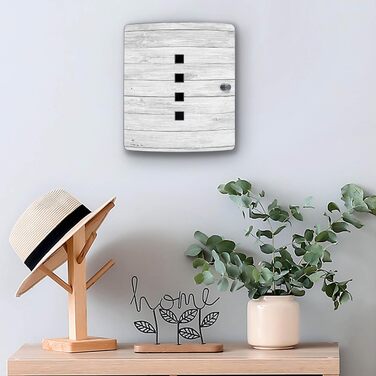 Настінний ящик для ключів banjado Design зі сталі (на 10 ключів), білий з малюнком, магнітний замок, 24 x 21,5 x 7 см