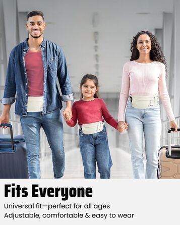 Грифель для подорожей: прихований поясний гаманець для чоловіків та жінок з RFID-блокуванням – безпечний для документів, грошей та телефону (бежевий)