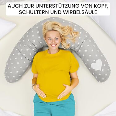 Подушка для вагітних Amilian Stillkissen XXL з зірками (сіра) - подушка для сну на боці та годування