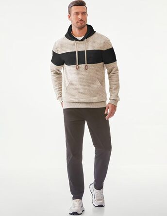 Чоловічий худі з капюшоном, теплий світшот з довгими рукавами, кольоровий блок, A Pergament, розмір S