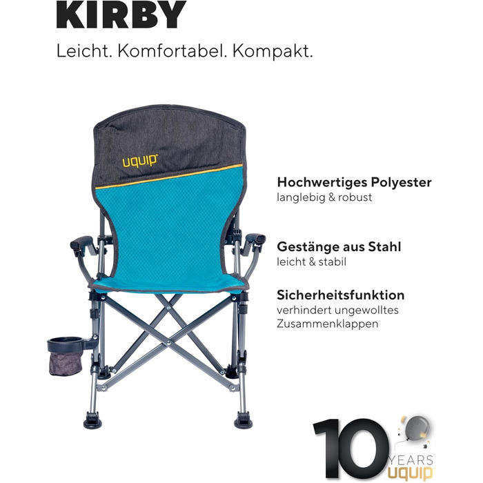 Дитячий складаний стільчик для кемпінгу Uquip Kirby Petrol - блакитний (60 кг)