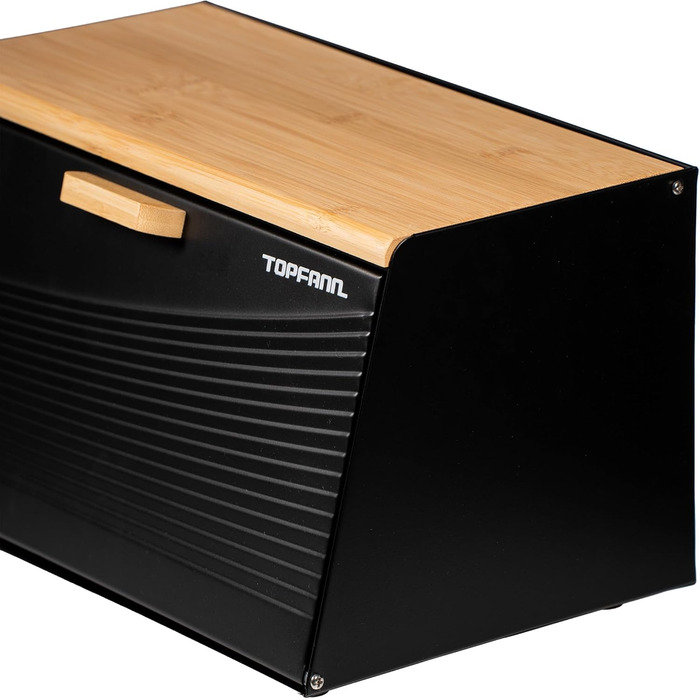 Бак для хліба з бамбука та металу, чорний | Бак для хліба, контейнер для хліба