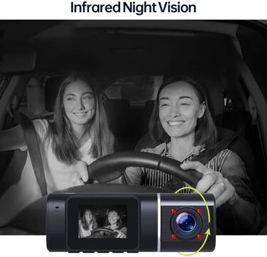 Відеореєстратор Volam 3-камерний з записом спереду, ззаду та в салоні. IR нічне бачення, WDR, G-сенсор, SD-карта 64GB, USB-C