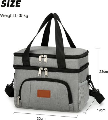 Термосумка JANSBEN для 12 банок: компактна, ізольована, з 6 відділеннями для пікніка, роботи та авто (сіра)