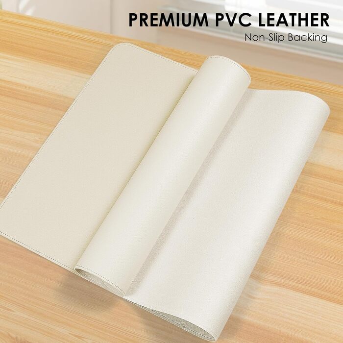 Підкладка на стіл Vicwe з PU-шкіри 80x40 см, біла. Килимок для миші, захист столу для офісу та дому