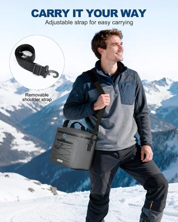 Термосумка-холодильник 15/24L, водовідштовхуюча, для пікніків, пляжу, кемпінгу, офісу, транспортування продуктів, сіра