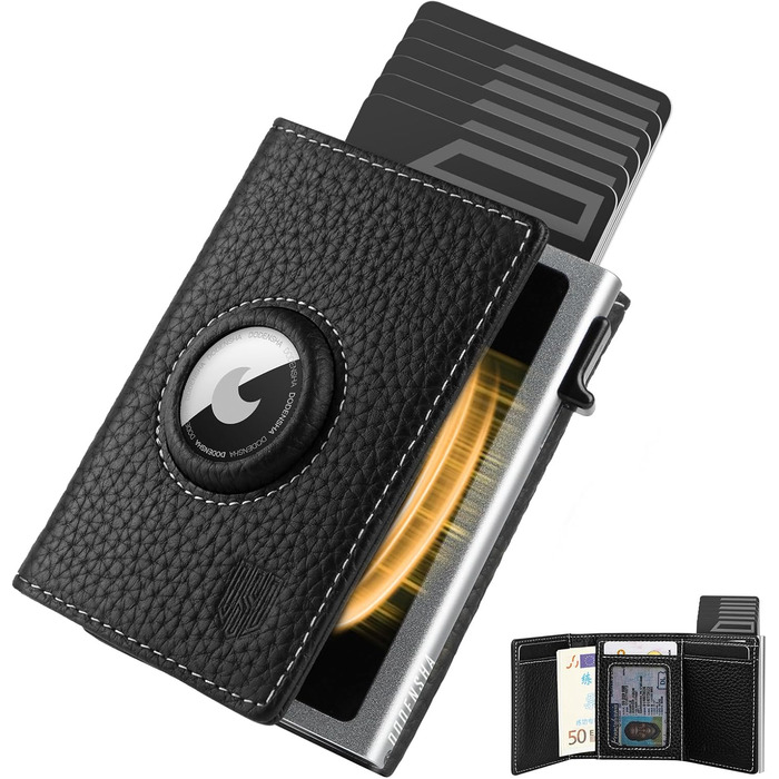 Портмоне DODENSHA® MagSnap для чоловіків з RFID захистом та відділенням для AirTag® I Кредитниця для 10+ карток I Портмоне з монетницею I (Чорний)