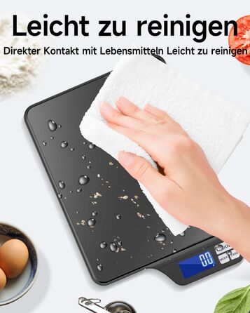 Цифрова кухонна вага з USB-зарядкою, 5 кг/0.1 г, функція тарування, для випічки та приготування їжі