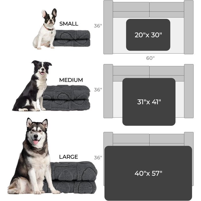 Водонепроникний коврик для собак Luciphia, середній та великий розмір, для ліжка/дивану, м'який, пухнастий, з 3D-серцем, з флісу Sherpa, комфортний, заспокійливий, сірий, 76 x 104 см