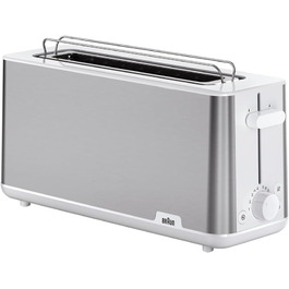 Тостер Braun PurShine HT 1610 WH, 8 режимів, 1030 Вт, білий, з підігрівом, розморожуванням, підставкою для булочок та піддоном для крихт