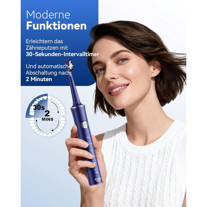 Електрична звукова зубна щітка JTF для дорослих, 5 режимів, 45 днів автономії, 8 насадок, IPX7 водонепроникна, з таймером, рожева - преміум набір для сім'ї