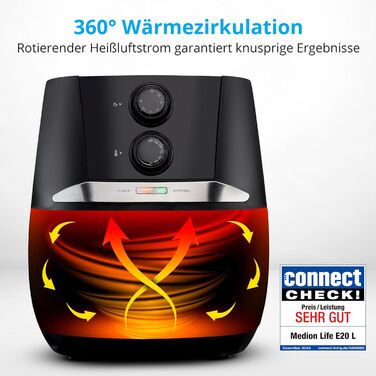 Аерофритюрниця MEDION E10 S, 1500 Вт, 2,8 л, цифрове управління, чорна