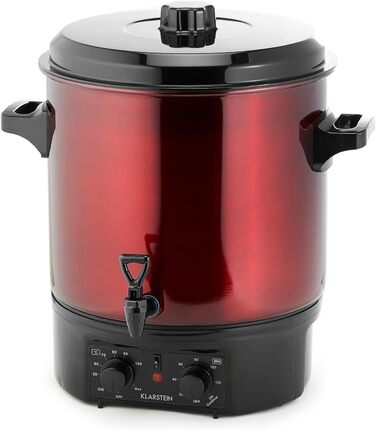 Klarstein Biggie Small - Canning Machine, Canning Pot, Preserving Pot, Mulled Wine Machine, Electric, 16L Capacity, 2000 Watt, Adjustable Temperature, Timer up to 120 Minutes, (Red, 27 Liter (analog))
