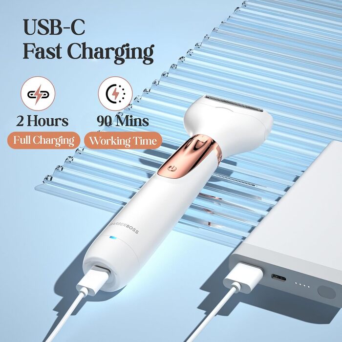 Електричний жіночий тример/рашувач BarberBoss 5-в-1 QR-8005: для обличчя, тіла, бікіні, носа та брів. Бездротовий, для мокрого та сухого гоління.