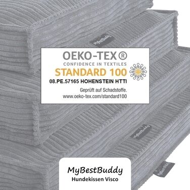 MyBestBuddy Visco Dog Bed Grey 70x50 cm M with POSO-Cord Fabric with Visco Foam and Comfort Foam Flakes, 40°C Washable - Dog Bed/Pet Bed for Small Dogs, 70 x 50 cm