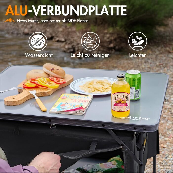 Складний кемпінговий стіл Portal зі зберіганням, портативний міні-стіл для пікніка, саду, балкону