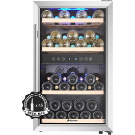 Kalamera 33 Bottle Dual Zone Wine Refrigerator - Stainless Steel Door, Freestanding