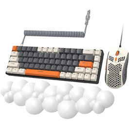 Ігровий комплект YINDIAO T8: механічна клавіатура 68 клавіш TKL + миша з RGB підсвічуванням, USB-C, 6400 DPI, для PC/PS5, сірий