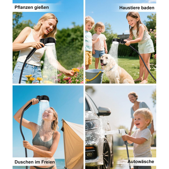 Портативна душова система WADEO для кемпінгу з акумулятором 6000 mAh, LED-підсвічуванням та IPX8 водонепроникністю, 5 режимів тиску. Комплект для відпочинку на природі, подорожей та догляду за тваринами.