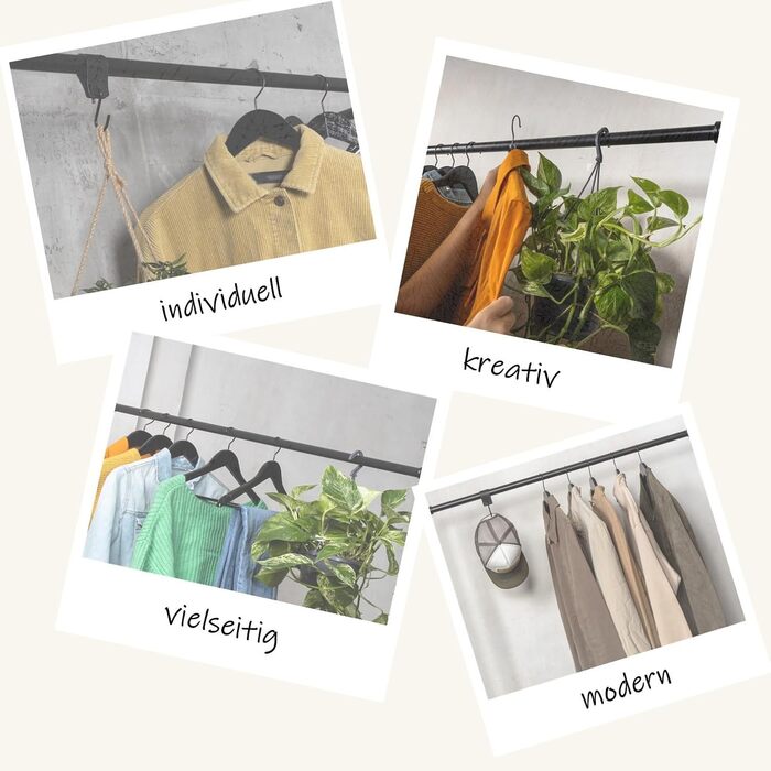 Clothes Rail Wardrobe Industrial Design for Ceiling | Width 70 cm x Height 50 cm | Ceiling Mounting | Clothes Rail | Dressing Room | Bedroom | Hallway | Walk-in Closet