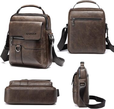 Чоловіча сумка через плече ANPTER: шкіряна, вінтажна, месенджер, через плече, для телефону (колір: коричневий)
