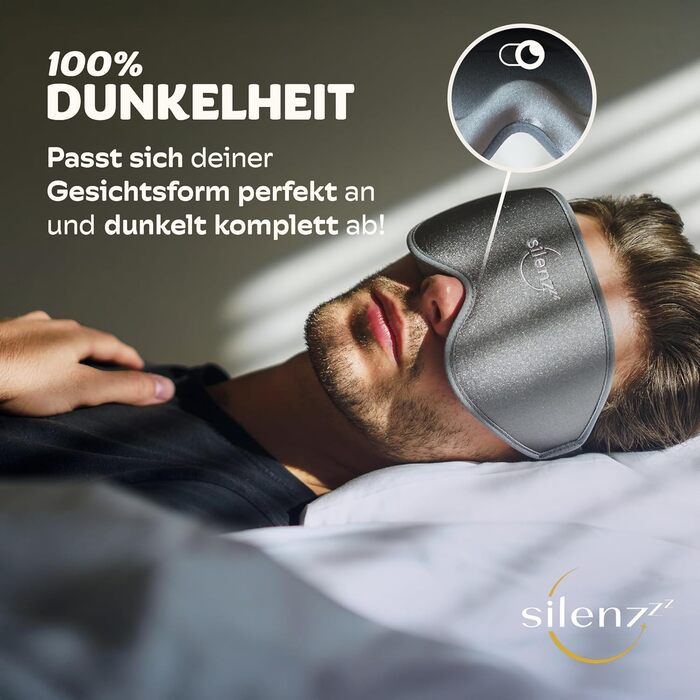 Преміум маска для сну - 3D маска для очей для жінок та чоловіків - зручна маска для сну з м'якою підкладкою для повної темряви - Sleep-Mask, маска для сну рожева, 1 шт. (упаковка з 1 шт.), Cloudy Grey