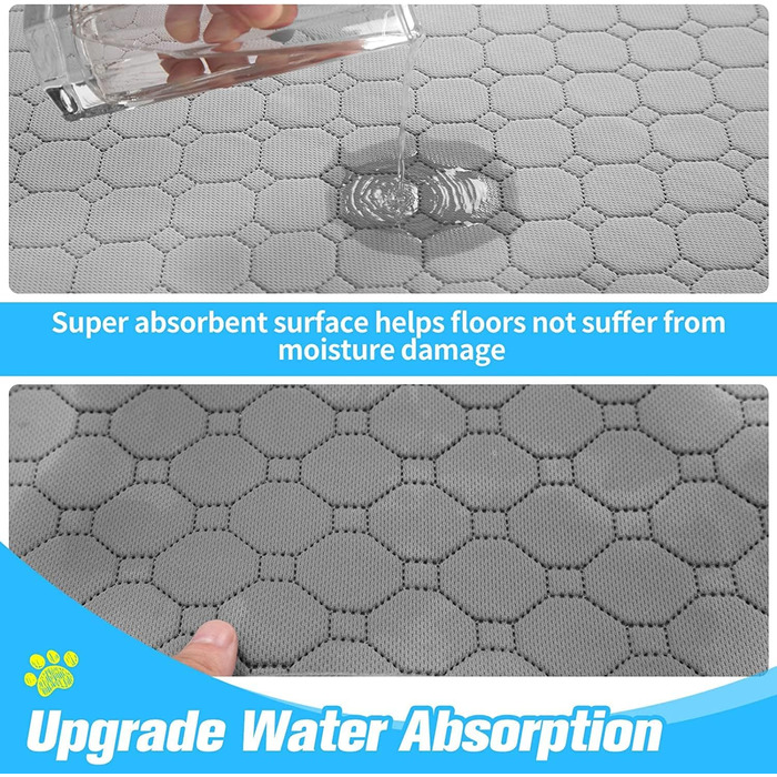 Водонепроникний килимок для годування собак BINGPET, набір 2 шт., з антиковзким покриттям, для собак та котів, з піднятим краєм, поглинаючий, миючий, сірий (60 x 90 см), коричневий (60*90 см), сірий (40,6*61 см)