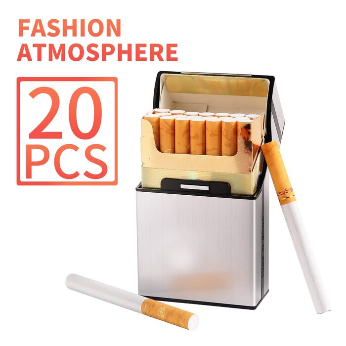 Металеве тютюноприладдя для 20 сигарет, рожеве золото, сірий, шампань, з магнітним замком