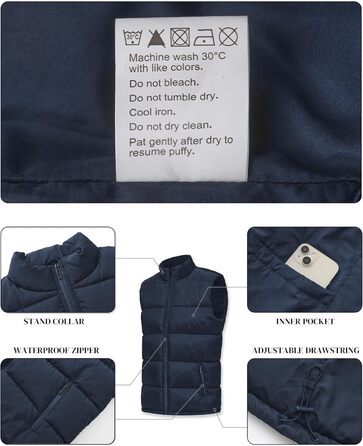 Чоловіча пухова жилетка, водовідштовхуюча, без рукавів, зі стійким коміром, на блискавці, зимова, теплий верхній одяг (XXL, темно-синій)