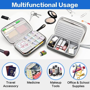 Органайзер для кабелів Teskyer, водонепроникний, жорсткий корпус, велика місткість, сірий (14 x 22 x 6,5 см)