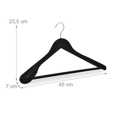 Relaxdays Black Velvet Clothes Hangers, 10-Piece Set