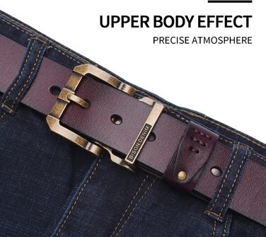 Чоловічий шкіряний ремінь BISON DENIM з класичною пряжкою, міцний, для джинсів, довжина 115 см, підходить для талії 36'-39'