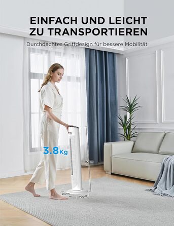 Вентилятор підлоговий Midea FZ10-26MR(BL) 96 см з пультом, 33 дБ, LED дисплей, 4 режими, для спальні та офісу, білий