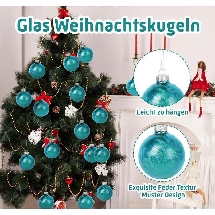 Скляні кулі для прикраси ялинки Hengsong, 24 шт., чорні та золоті, 6 см