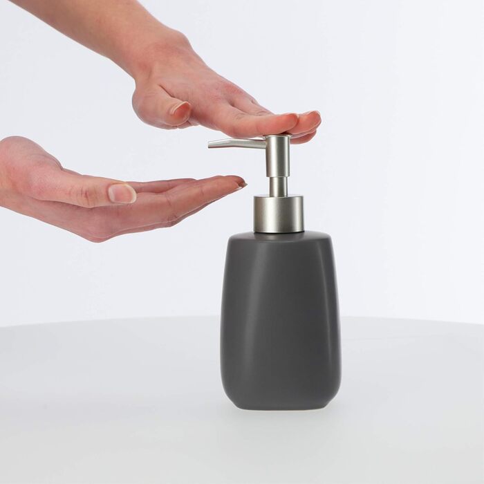Дозатор для мила KADAX: керамічний диспенсер для мила, рідкого мила, мийного засобу та лосьйонів (антрацит)