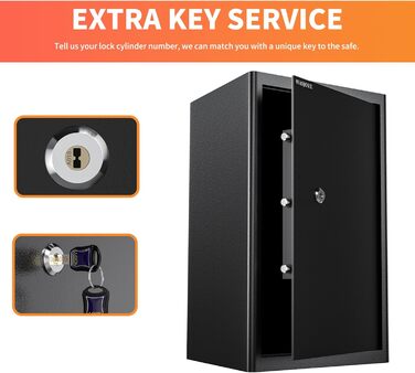 Сейф Safe Tresor WASJOYE з ключем для дому/офісу, 67л (25x35x25 см)