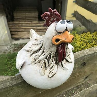 D-Rings Chicken Ceramic Garden Decoration, Chicken Decoration, Garden Statues, Outdoor Decoration, Ornament, Garden Statue, Decorative Garden Figure, Chicken Garden Stake, Backyard for Outdoors