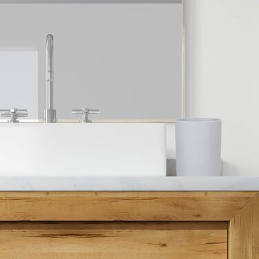 Набір для ванної кімнати MisFox з бамбука (6 шт): диспенсер для лосьйону, сміттєвий бак, тримач для зубних щіток, стаканчик, щітка для унітазу, мильниця (сірий)