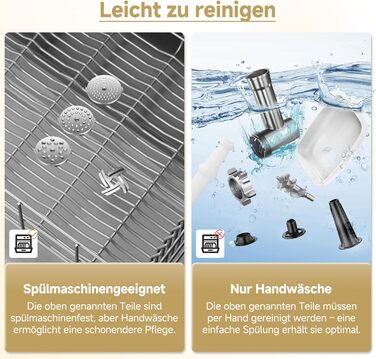 М'ясорубка електрична AMZCHEF для дому з 3 насадками, пристроєм для ковбас та набором для куббе | Ідеально для фаршу, ковбасок та домашньої кухні (біла)