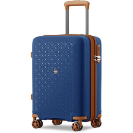 Чемодан KONO великий з підсклянником, жорсткий, легкий, з поліпропілену, розширюваний, з 4 колесами та TSA замком, чорний/коричневий (темно-синій/коричневий, M)