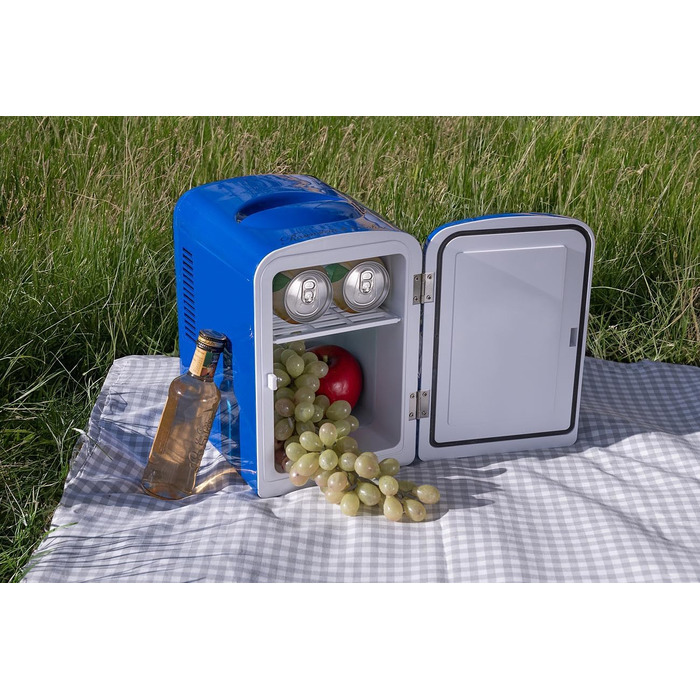 Портативний міні-холодильник Rosenstein & Söhne: 4 літри, 12/230V, з функцією підігріву, блакитний