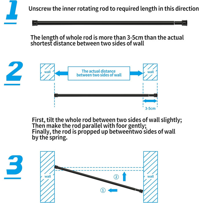 Штанга для штор без свердління, телескопічна, 83-160 см, діаметр 25 мм, для ванної, вікна, шафи, білий колір (1 шт.)